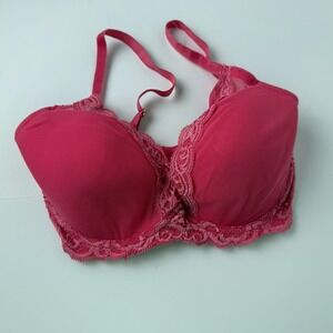 NATORI Women's  FEATHERS CONTOUR PLUNGE Bra Sz 32DD Bright Pink 730023 Underwire